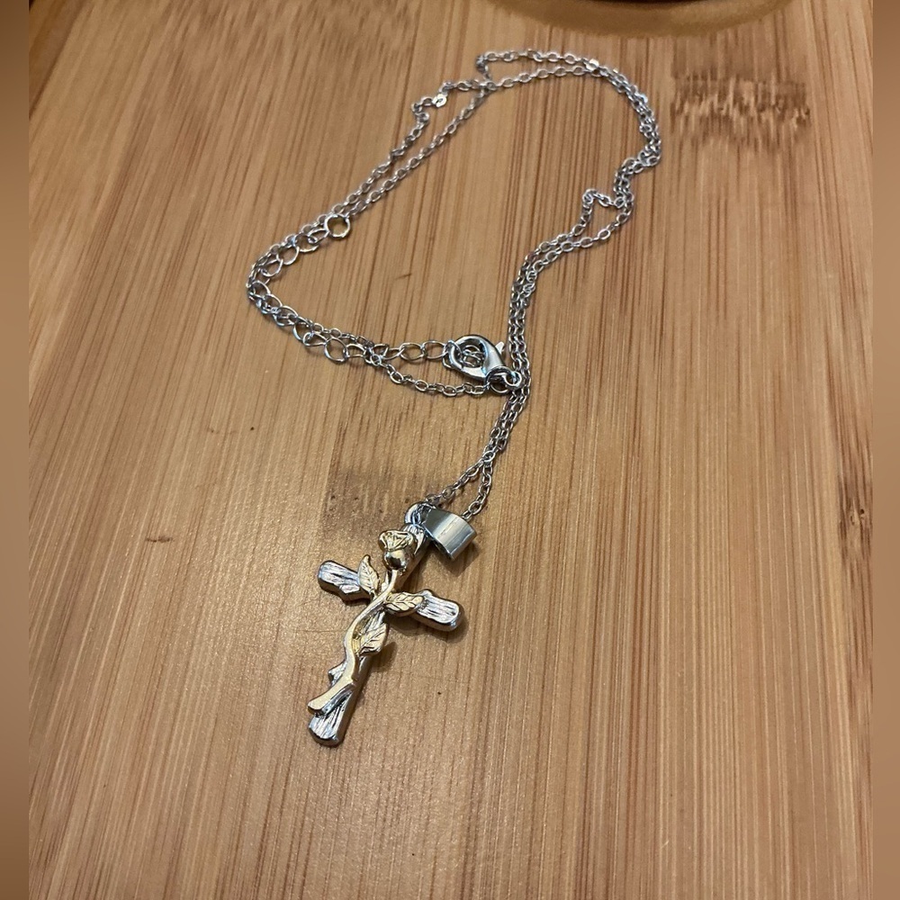Cross Necklace  21” choose gold or rose gold color.  NWOT